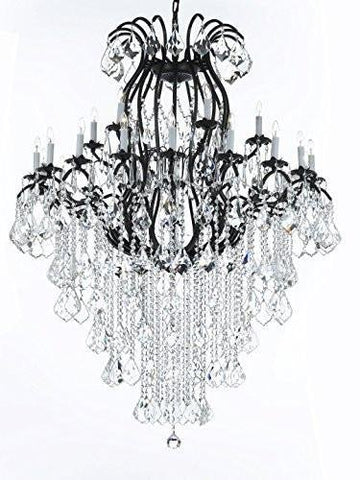 Swarovski Crystal Trimmed Wrought Iron Crystal Chandeliers Lighting Empress Crystal (TM) H60" W46" Perfect for an Entryway or Foyer! - A500-B12/3034/18+6SW