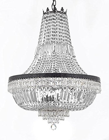French Empire Crystal Chandelier Lighting With Dark Antique Finish Great for the Dining Room, Foyer, Entry Way, Living Room H30" X W24" - A500-B8/CB/870/9