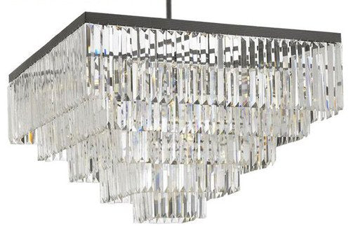 Inspired Odeon Style Crystal Glass Fringe 5-Tier Semi Flush Mount Chandelier W 31.5" X H 27" - 26008/18/flush