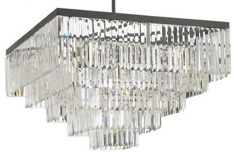 Inspired Odeon Style Crystal Glass Fringe 5-Tier Semi Flush Mount Chandelier W 31.5" X H 27" - 26008/18/flush