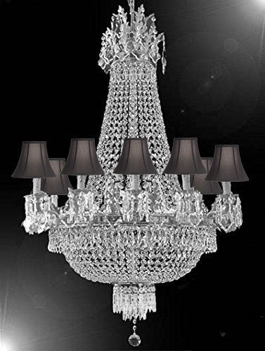 French Empire Crystal Chandelier Chandeliers Lighting 25X32 12 Lights With Black Shades - A500-Cs/Blackshade/1280/8+4