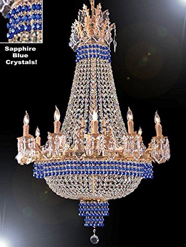 Empire Crystal Chandelier Chandeliers Lighting Dressed With Sapphire Blue Crystals Great For The Dining Room Foyer Living Room H40" X W30" - A500-B83-Cg/1280/10+5