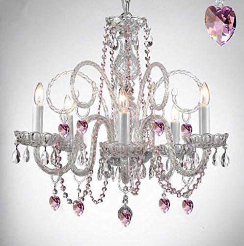 Empress Crystal (Tm) Chandelier Lighting With Pink Color Crystal - A46-B41/385/5