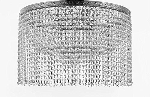 French Empire Crystal Semi Flush Chandelier Chandeliers Lighting With Crystal Bead Shade / Curtain H19" X W24" - A500-Flush/B68/Cs/870/9