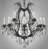 Wrought Iron Crystal Chandelier - Elegant Rustic Lighting H30" X W28"