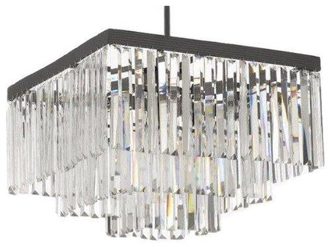 Palladium Crystal Glass Fringe 3-Tier Chandelier W 20" X H 19" - 26008/9