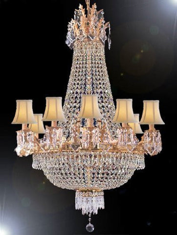 Swarovski Crystal Trimmed Chandelier Empire Crystal Chandelier Lighting With Shades - A500-Whiteshades/1280/8+4 Sw