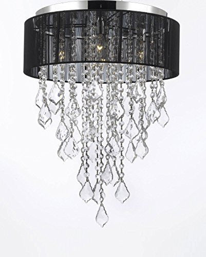Flushmount 4-Light Chrome And Black Shade Crystal Chandelier Lighting Empress Crystal (Tm) - G7-B7/3/Black/2130/4