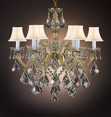 Maria Theresa Crystal Chandelier Empress Crystal (Tm) With White Shades - J10-Whiteshades/B7/26066/6