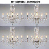 Set of 4- Empress Crystal (tm) Chandelier Chandeliers Lighting w/Chrome Sleeves! H25 x W24 - 4EA-GO-A46-B43/384/5