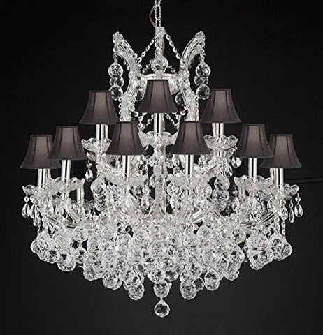 Maria Theresa Empress Crystal(Tm) Chandelier Lighting With Black Shades H 28" W 30" - Cjd-B6/Cs/Sc/2181/30