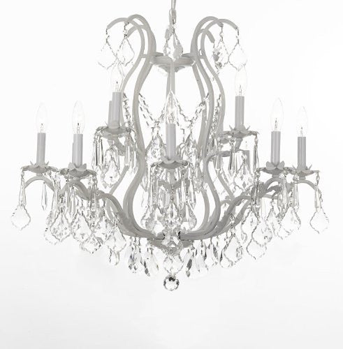 White Wrought Iron Crystal Chandelier H30" X W28" - J10-26014/12White
