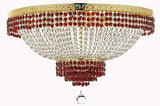 Set of 2-1 Moroccan Style French Empire Crystal Chandeliers Lighting Trimmed w/Ruby Red Crystal! H36 W30 and 1 Flush French Empire Crystal Chandelier Lighting Trimmed w/Ruby Red Crystal! H21 W30 - B74/CG/870/14 + B74/CG/FLUSH/870/14 A500-