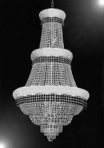 French Empire Crystal Chandelier Chandeliers Lighting Trimmed with Jet Black Crystal! Good for Dining Room, Foyer, Entryway, Family Room and More! H50" X W30" - A500-B79/CS/448/21