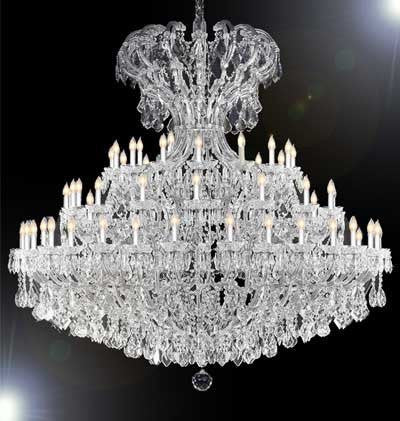 Large Foyer / Entryway Maria Theresa Chandelier Crystals Empress Crystal (Tm) Lighting H82" X W84" - A500-Silver/3103/64+8N