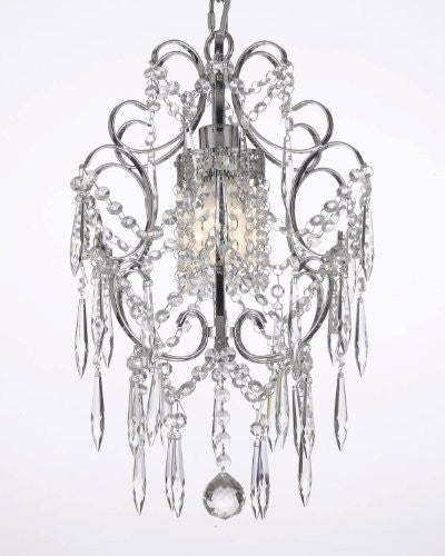 Chrome Crystal Chandelier Lighting Dressed W/ Icicle Crystals H 15" W 11.5" - J10-B10/26019/1