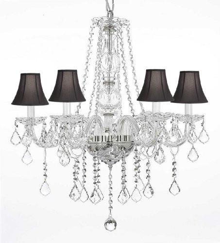 Crystal Chandelier Lighting With Black Shades H25" X W24" - G46-Blackshades/B26/384/5