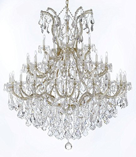 Swarovski Crystal Trimmed Chandelier Large Foyer / Entryway Maria Theresa Crystal Chandelier Lighting H 60" W 52" - A500-B12/2756/36+1Sw