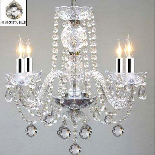 Murano Venetian Style All Crystal Chandelier H17" x W17" SWAG PLUG IN-CHANDELIER W/14' FEET OF HANGING CHAIN AND WIRE! W/CHROME SLEEVES! - J10-B43/B15/B6/26098/4