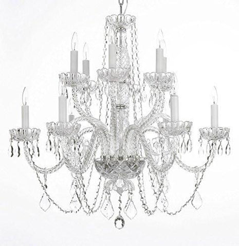 Swarovski Crystal Trimmed Chandelier Chandelier Lighting Crystal Chandeliers H27" X W32" - Go-A46-385/6+6B Sw