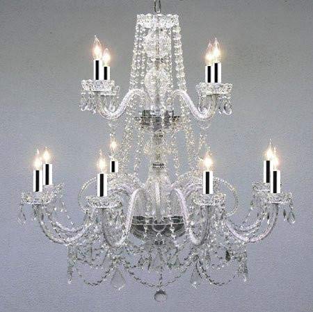 Swarovski Crystal Trimmed Chandelier! Authentic All Crystal Chandelier W/Swarovski Crystal Lighting Chandeliers w/Chrome Sleeves! H30" X W28" - J10-B43/2/26048/8+4SW
