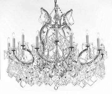 Maria Theresa Chandelier Crystal Lighting Chandeliers Lights Fixture Pendant Ceiling Lamp For Dining Room Entryway Living Room With Large Luxe Diamond Cut Crystals H28" X W37" - A500-Cs/B89/21510/15+1Dc