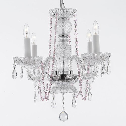 Crystal Chandelier Lighting With Pink Color Crystal - J10-B1/26098/4