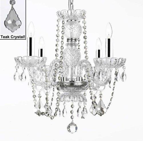 CRYSTAL CHANDELIER CHANDELIERS LIGHTING WITH TEAK COLOR CRYSTAL W/CHROME SLEEVES! - J10-B43/TEAKB2/26098/4