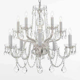 Set of 2-1 Chandelier Lighting Crystal Chandeliers H25 X W24 10 Lights and 1 Chandelier Lighting Crystal Chandeliers H27" X W32" - 1EA CS/1122/5+5 + 1EA 385/6+6