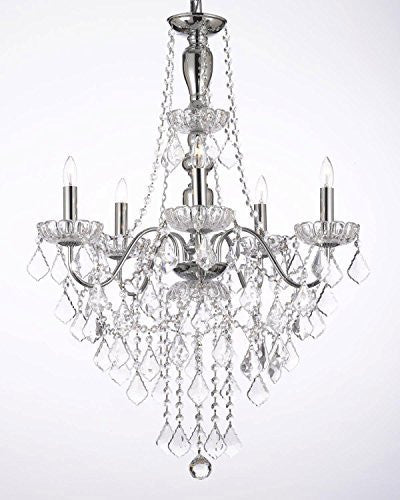 Swarovski Crystal Trimmed Chandelier Elegant 5 Light Crystal Chandelier Pendant Lighting Fixture Light Lamp - J10-3/26017/5 Sw