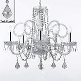 MURANO VENETIAN STYLE ALL-CRYSTAL CHANDELIER WITH TEAK COLOR CRYSTAL W/CHROME SLEEVES! - A46-B43/TEAKB2/385/5