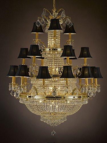 French Empire Crystal Chandelier Lighting Empress Crystal (Tm) Gold H50" X W40" - Perfect For An Entryway Or Foyer With Black Shades - A81-Blackshades/1287/12+6+3