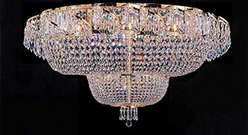 Flush French Empire Crystal Chandelier Lighting H 27" X W 36" - A93-Flush/Cg/928/32