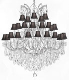 Swarovski Crystal Trimmed Chandelier Large Foyer / Entryway Maria Theresa Crystal Chandelier Lighting W/Black Shade H 60" W 52" - A500-Silver/Blackshade/B12/2756/36+1Sw