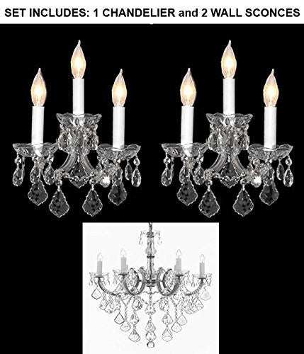 Set Of 3 - 1 Maria Theresa Crystal Lighting Chandeliers H 30" W 22" And 2 Maria Theresa Wall Sconce Crystal Lighting H14" x W11.5" - 1Ea-B12/Cs/26067/6+2Ea-Cs/2813/3