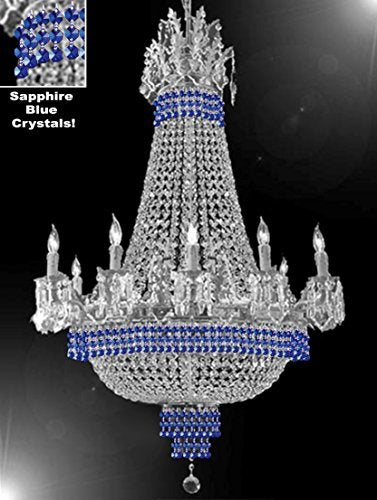 Empire Crystal Chandelier Chandeliers Lighting Dressed With Sapphire Blue Crystals Great For The Dining Room Foyer Living Room H32" X W25" - B83-Cs/1284/8+4
