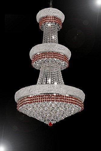 French Empire Crystal Chandelier Chandeliers Moroccan Style Lighting Trimmed With Ruby Red Crystal Good For Dining Room Foyer Entryway Family Room And More H50" X W30" - A500-B74/Cs/541/24