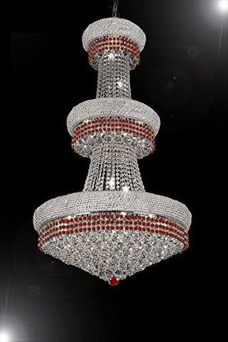 French Empire Crystal Chandelier Chandeliers Moroccan Style Lighting Trimmed With Ruby Red Crystal Good For Dining Room Foyer Entryway Family Room And More H50" X W30" - A500-B74/Cs/541/24