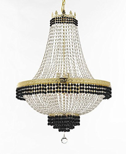 French Empire Crystal Chandelier Chandeliers Lighting Trimmed With Jet Black Crystal Good For Dining Room Foyer Entryway Family Room And More H30" X W24" - A500-B79/Cg/870/9
