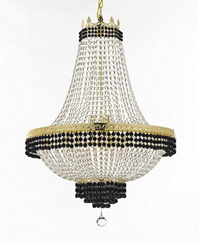 French Empire Crystal Chandelier Chandeliers Lighting Trimmed With Jet Black Crystal Good For Dining Room Foyer Entryway Family Room And More H30" X W24" - A500-B79/Cg/870/9