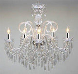 New! Murano Venetian Style All Crystal Chandelier w/Chrome Sleeves! H25" x W24" - A46-B43/U/385/5