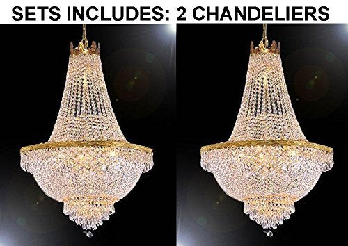 Set of 2 French Empire Crystal Chandelier Lighting - Great for the Dining Room, Foyer, Living Room! H30" X W24" - A500-870/9-SET OF 2