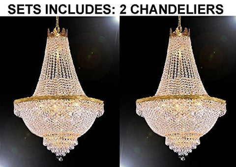Set of 2 French Empire Crystal Chandelier Lighting - Great for the Dining Room, Foyer, Living Room! H30" X W24" - A500-870/9-SET OF 2