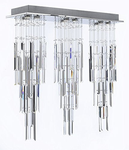 Modern Contemporary Chandelier Triple "Rain Drop" Chandeliers Lighting With Empress Crystal (Tm) Optical-Quality Fringe Prisms H31" X W39" X L10" - G93-B28/815/3+3+3
