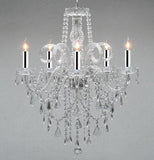 Authentic All Crystal Chandelier Chandeliers w/Chrome Sleeves! H30 X W24 - GO-A46-B43/3/385/5