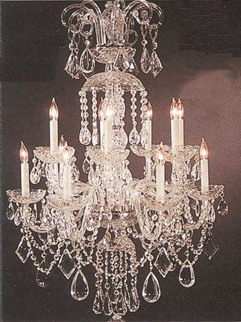 Authentic All Crystal Chandelier Lighting 38hx27w 18lts Murano - J10-11263/12+6