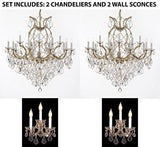 Set Of 4 - 2 Maria Theresa Chandelier Crystal Lighting H38" X W37" And 2 Wall Sconce Crystal Lighting H14" x W11.5" Trimmed With Spectra (Tm) Crystal - Reliable Crystal Quality By Swarovski - 2Ea 1/21510/15+1 + 2Ea CG/2813/3Sw A500-
