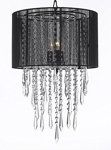 Crystal Chandelier Empress Crytal (Tm) Chandeliers With Large Black Shades H24" X W15" - G7-B27/Black/3/26029/3