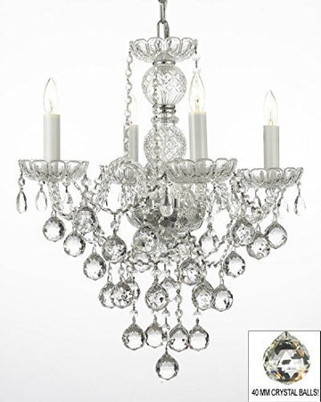 Swarovski Crystal Trimmed Chandelier New Authentic All Crystal Chandelier Lighting W/ 40Mm Crystal Balls H22" X W17" - J10-B6/3/26098/4 Sw