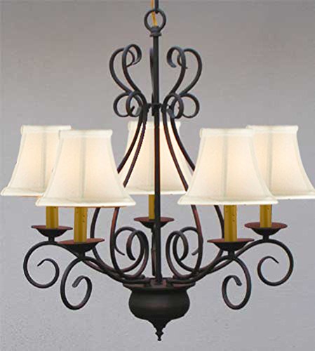 Wrought Iron Chandelier Crystal Lighting Empress Crystal (Tm) Chandeliers H25.5" W25.5" - P7-SC/WHITESHADE/441/5